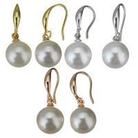 Brass Drop Earring, with Plastic Pearl, plated, for woman 26mm 