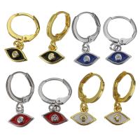 Brass Huggie Hoop Drop Earring, plated, for woman & enamel 21mm 