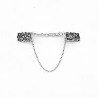 aleación de zinc Barra de collar, chapado en color de plata antigua, cadena oval & para mujer, 120mm, 2Strandsfilamento/Bolsa, Vendido por Bolsa