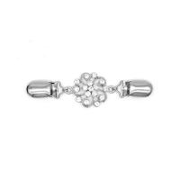 Zinc Alloy Collar Bar, Flower, silver color plated, for woman & with rhinestone & hollow, 120*35mm 