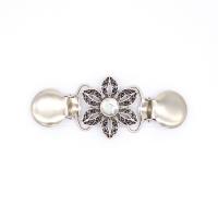 Zinc Alloy Collar Bar, Leaf, silver color plated, for woman & with rhinestone & hollow & blacken, 90*40mm 