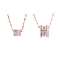 Cubic Zircon Micro Pave Brass Necklace, rose gold color plated & micro pave cubic zirconia & for woman, 6mm,8mm Inch 