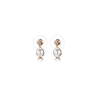 Sterling Silver Drop Earring, 925 Sterling Silver, with Shell Pearl, rose gold color plated, fashion jewelry & hypo allergic & for woman 