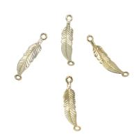 Zinc Alloy Charm Connector, Feather, gold color plated, 1/1 loop Approx 2mm, Approx 