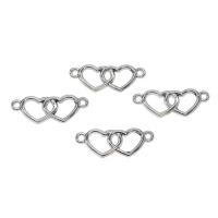 Hollow Zinc Alloy Connector, Heart, platinum color plated, 1/1 loop Approx 1mm, Approx 