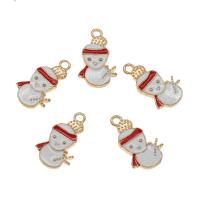 Enamel Zinc Alloy Connector, Snowman, gold color plated, Christmas Design Approx 2mm, Approx 