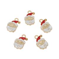 Enamel Zinc Alloy Connector, Santa Claus, gold color plated, Christmas Design Approx 2mm, Approx 