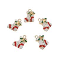 Enamel Zinc Alloy Connector, Christmas Sock, gold color plated, Christmas Design Approx 1.5mm, Approx 