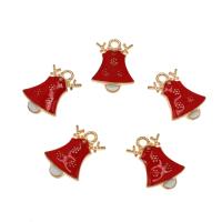 Enamel Zinc Alloy Connector, Christmas Bell, gold color plated, Christmas Design, red Approx 1.5mm, Approx 