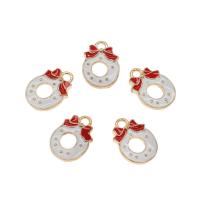 Enamel Zinc Alloy Connector, Christmas Wreath, gold color plated, Christmas Design, white Approx 1.5mm, Approx 