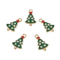 Enamel Zinc Alloy Connector, Christmas Tree, gold color plated, Christmas Design, green Approx 2mm, Approx 