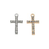 Zinc Alloy Charm Connector, Cross, plated, with rhinestone Approx 1.5mm, Approx 