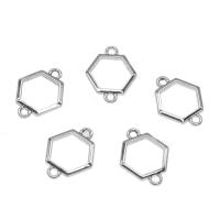 Hollow Zinc Alloy Connector, Hexagon, platinum color plated, 1/1 loop Approx 1.5mm, Approx 