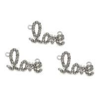 Letter Zinc Alloy Connector, Alphabet Letter, platinum color plated, with rhinestone & 1/1 loop Approx 1.5mm, Approx 