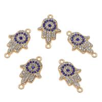 Rhinestone Zinc Alloy Connector, Hamsa, gold color plated, with rhinestone & 1/1 loop Approx 1.5mm, Approx 