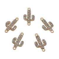 Conector de aleación de Zinc de diamantes de imitación, Opuntia Stricta, chapado en color dorado, con diamantes de imitación & 1/1 aro, 23x14x2mm, agujero:aproximado 1.5mm, aproximado 50PCs/Bolsa, Vendido por Bolsa