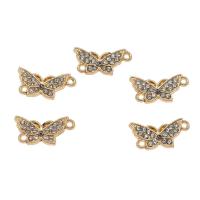 Animal Zinc Alloy Connector, Butterfly, gold color plated, enamel & with rhinestone & 1/1 loop Approx 1mm, Approx 