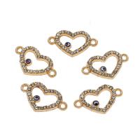 Rhinestone Zinc Alloy Connector, Heart, gold color plated, enamel & with rhinestone & 1/1 loop Approx 1mm, Approx 
