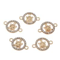Animal Zinc Alloy Connector, Turtle, gold color plated, with rhinestone & 1/1 loop Approx 2mm, Approx 