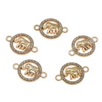Animal Zinc Alloy Connector, Elephant, gold color plated, with rhinestone & 1/1 loop Approx 1.5mm, Approx 