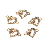 Rhinestone Zinc Alloy Connector, Heart, gold color plated, with rhinestone & 1/1 loop Approx 1mm, Approx 