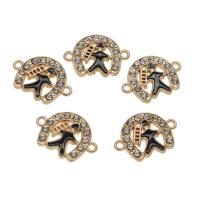Enamel Zinc Alloy Connector, gold color plated, with rhinestone & 1/1 loop Approx 1.5mm, Approx 