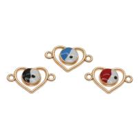 Enamel Zinc Alloy Connector, Heart, gold color plated, 1/1 loop Approx 1.5mm, Approx 