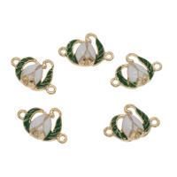 Flower Zinc Alloy Connector, Flower Bud, gold color plated, enamel & 1/1 loop Approx 1.5mm, Approx 