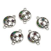 Resin Zinc Alloy Connector, with Resin, Moon and Star, antique silver color plated, 1/1 loop Approx 1.5mm, Approx 