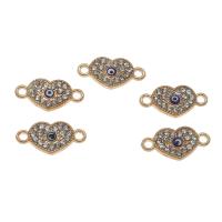 Rhinestone Zinc Alloy Connector, Flat Heart, gold color plated, enamel & with rhinestone & 1/1 loop Approx 1.5mm, Approx 
