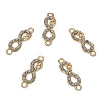 Rhinestone Zinc Alloy Connector, Infinity, gold color plated, with rhinestone & 1/1 loop Approx 1.5mm, Approx 