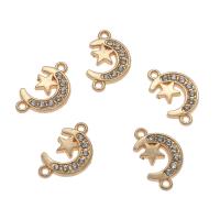 Rhinestone Zinc Alloy Connector, Moon and Star, gold color plated, with rhinestone & 1/1 loop Approx 1.5mm, Approx 