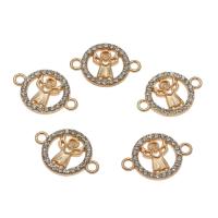 Zinc Alloy Saint Connector, Angel, gold color plated, with rhinestone & 1/1 loop Approx 1.5mm, Approx 