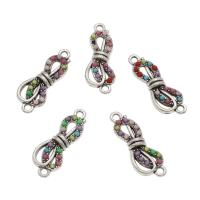 Resin Zinc Alloy Connector, with Resin, Bowknot, antique silver color plated, 1/1 loop, mixed colors Approx 1.5mm, Approx 