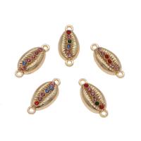 Rhinestone Zinc Alloy Connector, Shell, gold color plated, with rhinestone & 1/1 loop, mixed colors Approx 1mm, Approx 
