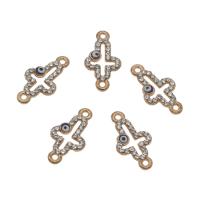 Rhinestone Zinc Alloy Connector, Cross, gold color plated, enamel & with rhinestone & 1/1 loop Approx 1mm, Approx 