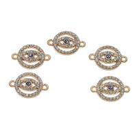 Rhinestone Zinc Alloy Connector, Evil Eye, gold color plated, enamel & with rhinestone & 1/1 loop Approx 1mm, Approx 