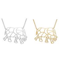 Stainless Steel Jewelry Necklace, Elephant, polished, oval chain & for woman & hollow Approx 15.75 Inch 