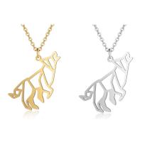 Stainless Steel Jewelry Necklace, Wolf, polished, oval chain & for woman & hollow Approx 17.72 Inch 