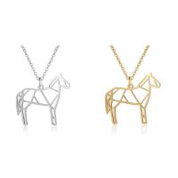 Stainless Steel Jewelry Necklace, Horse, polished, oval chain & for woman & hollow Approx 17.72 Inch 