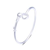 99% Sterling Silver Cuff Bangle, Heart, polished, fashion jewelry & for woman & with rhinestone, 59.1mm 