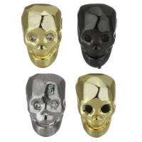 Cubic Zirconia Brass Beads, Skull, plated, with cubic zirconia Approx 2mm 