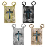 Cubic Zirconia Micro Pave Brass Pendant, plated, with cross pattern & micro pave cubic zirconia & double-hole Approx 3mm 