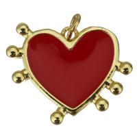 Colgantes de corazón de latón, metal, chapado en oro real, Joyería & esmalte, 23x20x2.5mm, agujero:aproximado 3mm, Vendido por UD