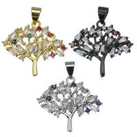 Cubic Zirconia Brass Pendants, Tree, plated, fashion jewelry & with cubic zirconia Approx 