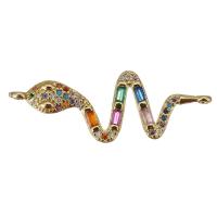 Cubic Zirconia Micro Pave Brass Connector, Snake, gold color plated, micro pave cubic zirconia & 1/1 loop Approx 1.5mm 