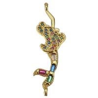 Cubic Zirconia Micro Pave Brass Connector, Mermaid, gold color plated, micro pave cubic zirconia & 1/1 loop Approx 1.5mm 