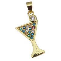 Cubique Pendentif en laiton zircon pavent, tasse, Placage de couleur d'or, bijoux de mode & pavé de micro zircon Environ 4mm, Vendu par PC