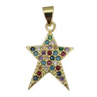 Brass Star Pendants, laiton, étoile, Placage de couleur d'or, bijoux de mode & pavé de micro zircon Environ Vendu par PC