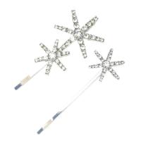 Zinc Alloy Hair Slide, Snowflake, silver color plated, fashion jewelry & for woman & with rhinestone, nickel, lead & cadmium free, 75mm 